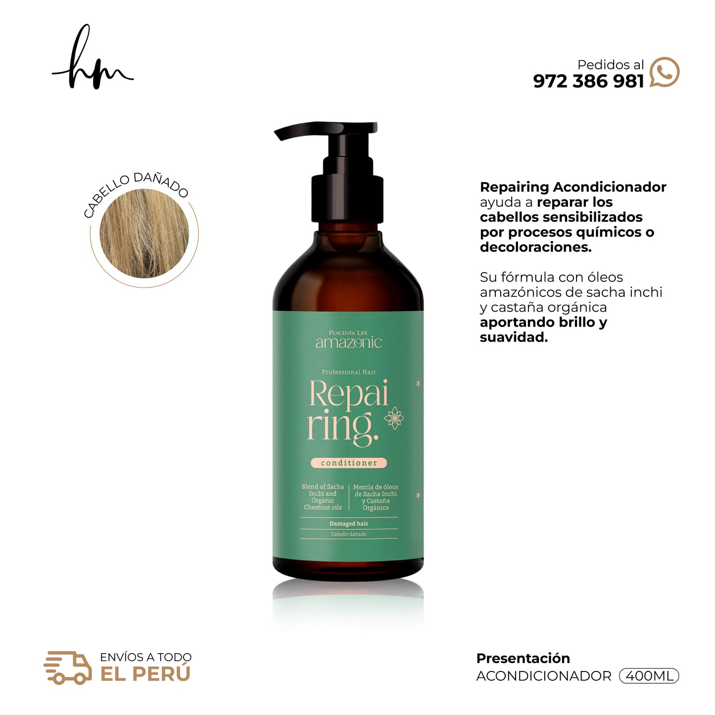 AMAZONIC Repairing • Acondicionador 400ml