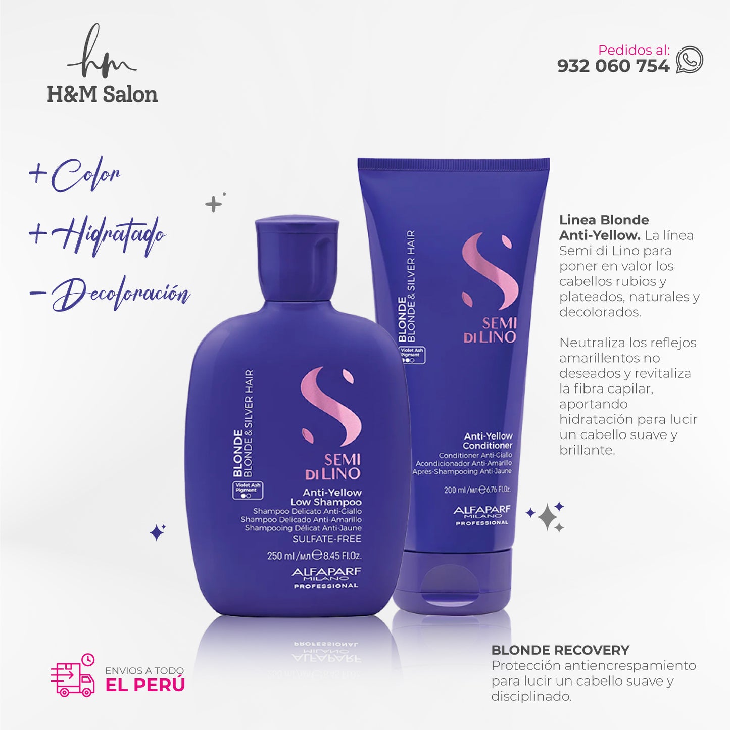 ALFAPARF SEMI DI LINO - Blonde Anti-Yellow Duo shampoo + conditioner