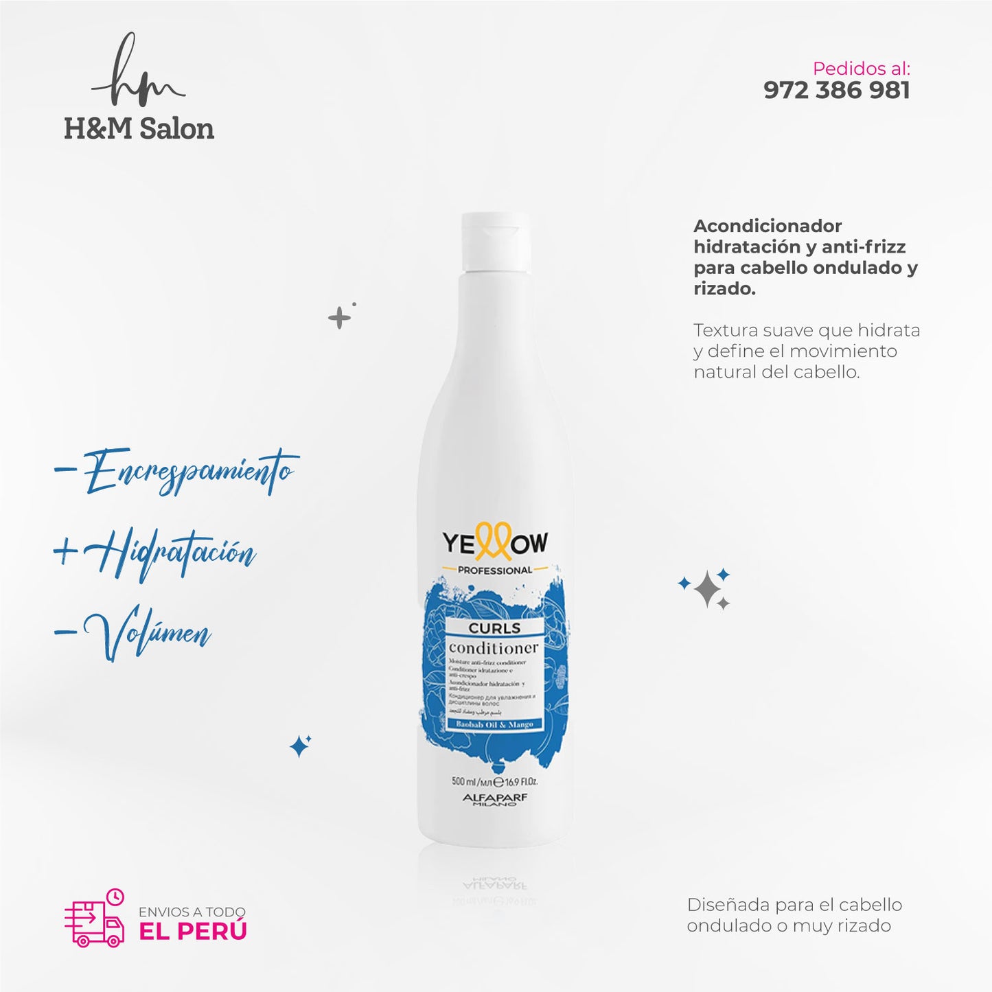 YELLOW - CURLS Shampoo y Acondicionador para cabellos ondulados