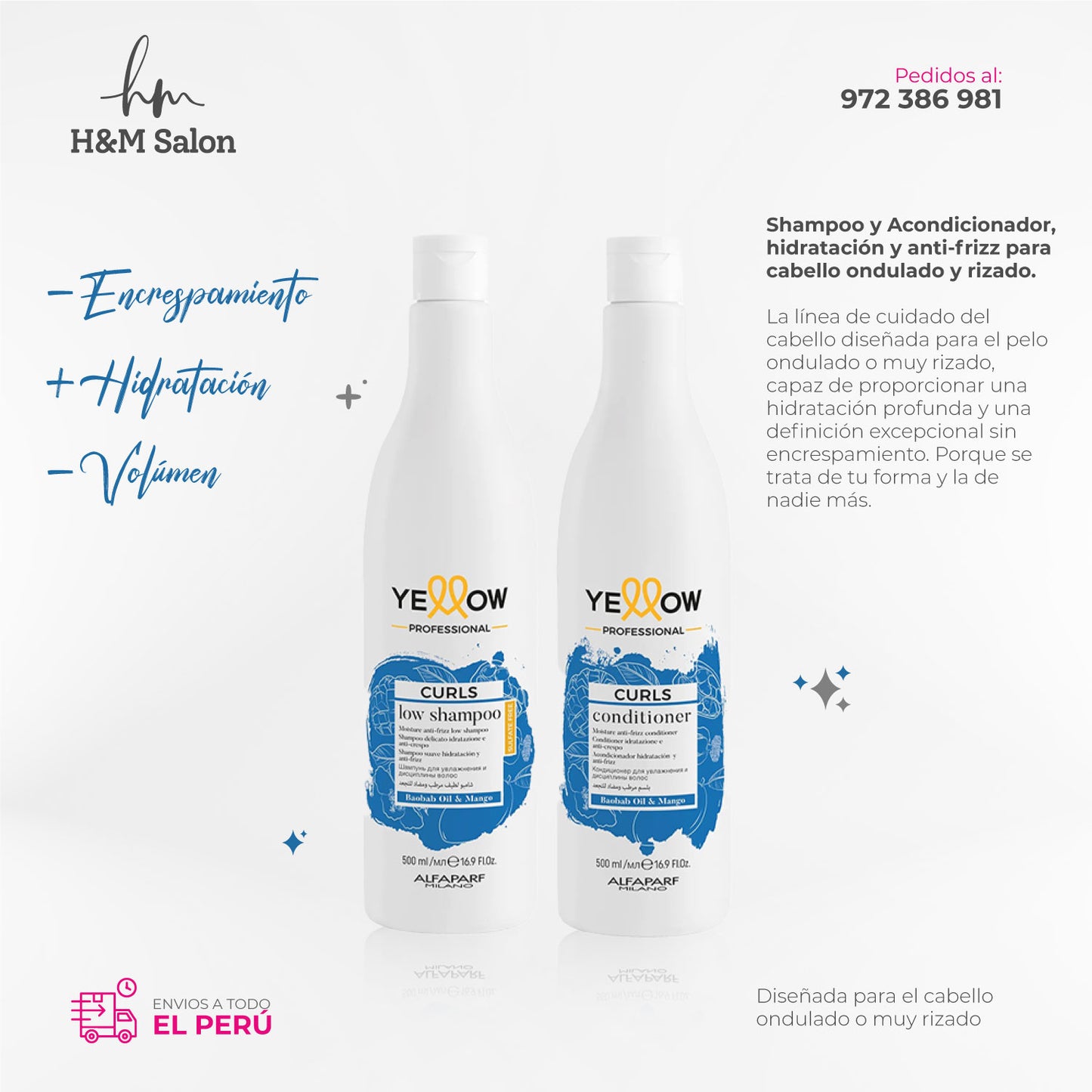 YELLOW - CURLS Shampoo y Acondicionador para cabellos ondulados