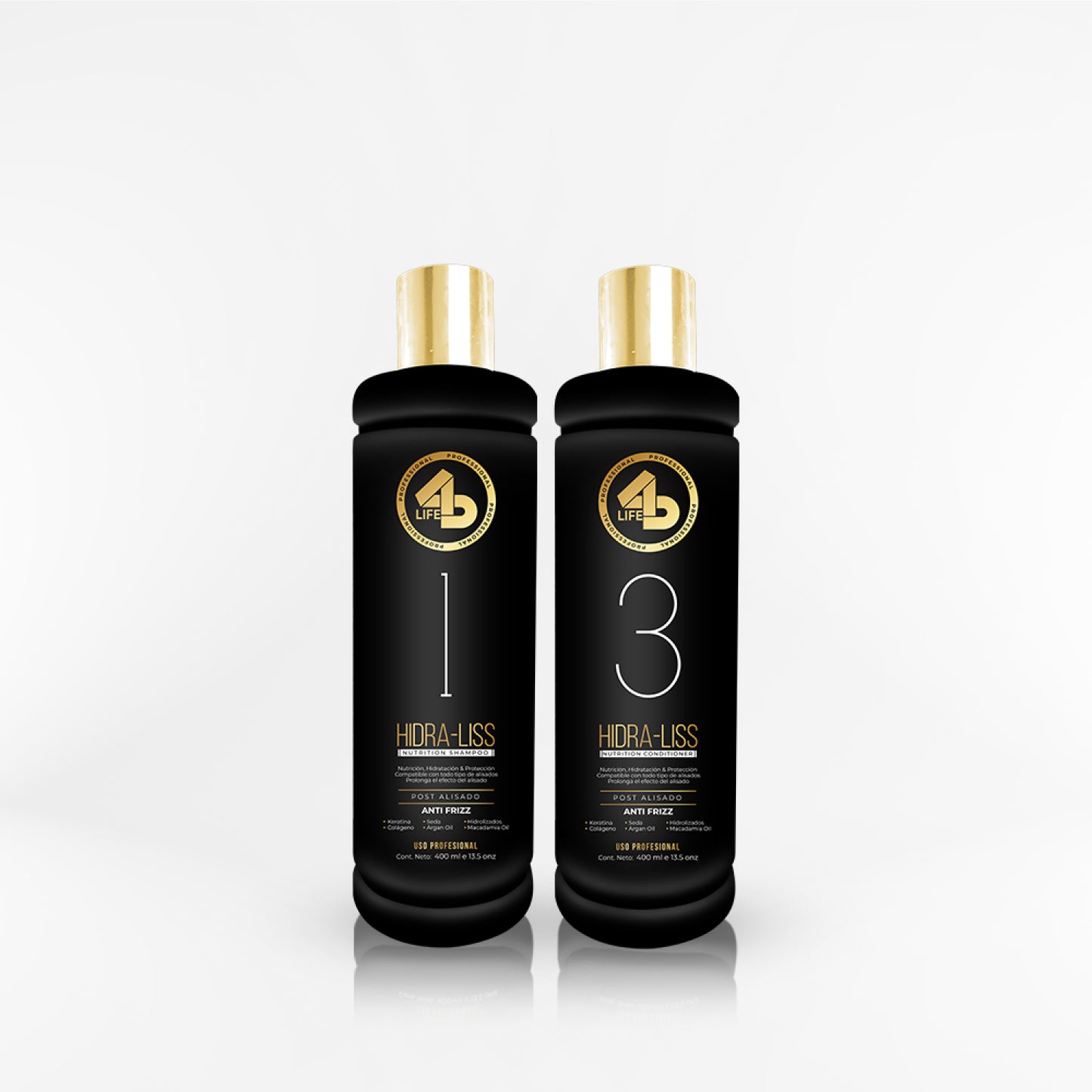 4D LIFE PROFESSIONAL - DUO HIDRA-LISS shampoo + acondicionador 400 ml
