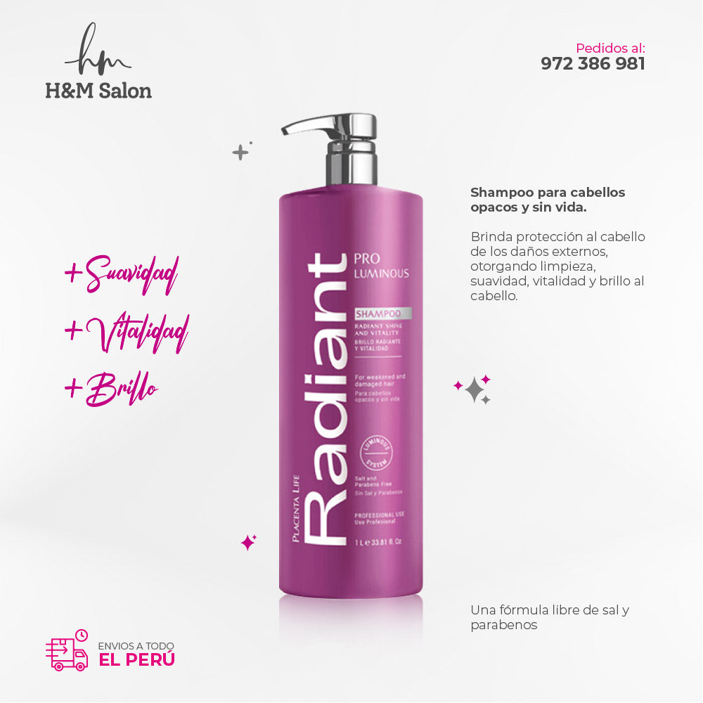 RADIANT - KERATIN PRO LUMINOUS DUO Shampoo + acondicionador 1000 ml