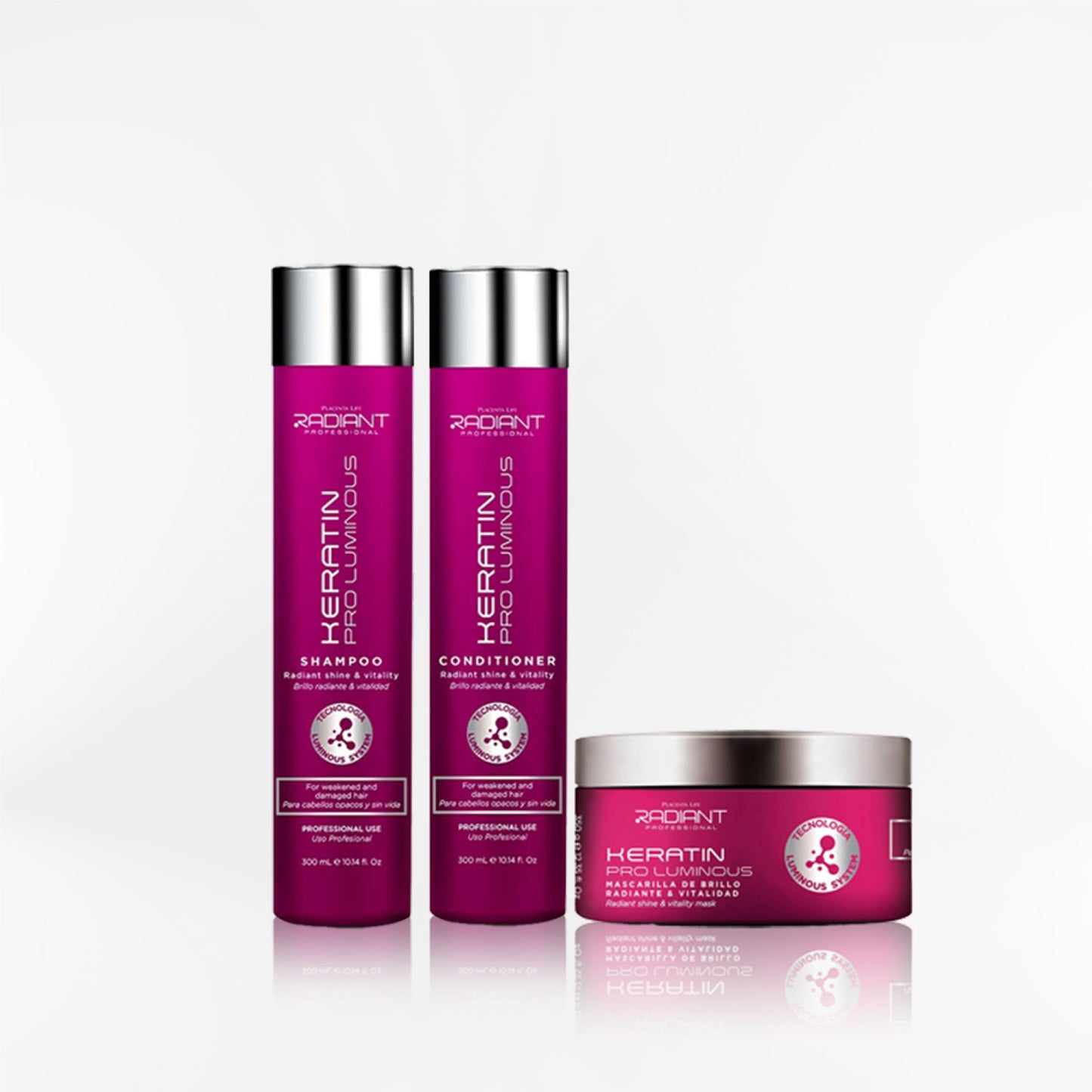 RADIANT - KERATIN PRO LUMINOUS TRIO Shampoo + mascara + acondicionador