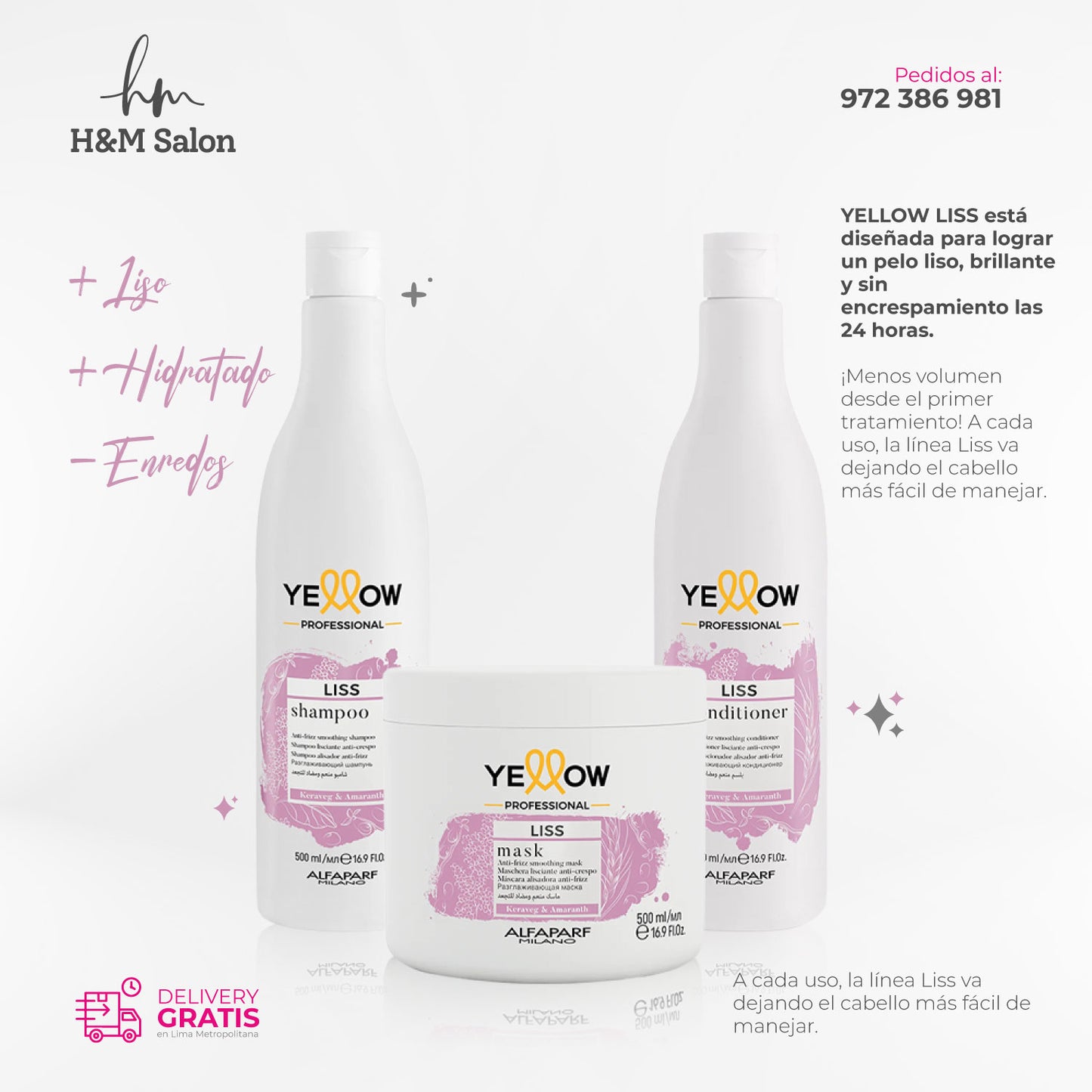YELLOW - LISS TRIPACK anti-frizz post alisado 500 gr
