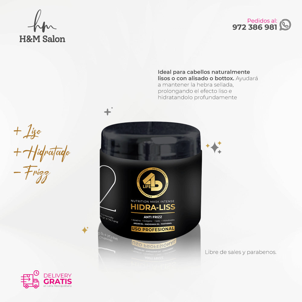 4D PROFESSIONAL - TRIPACK HIDRA-LISS shampoo + mascara + acondicionador 400 ml