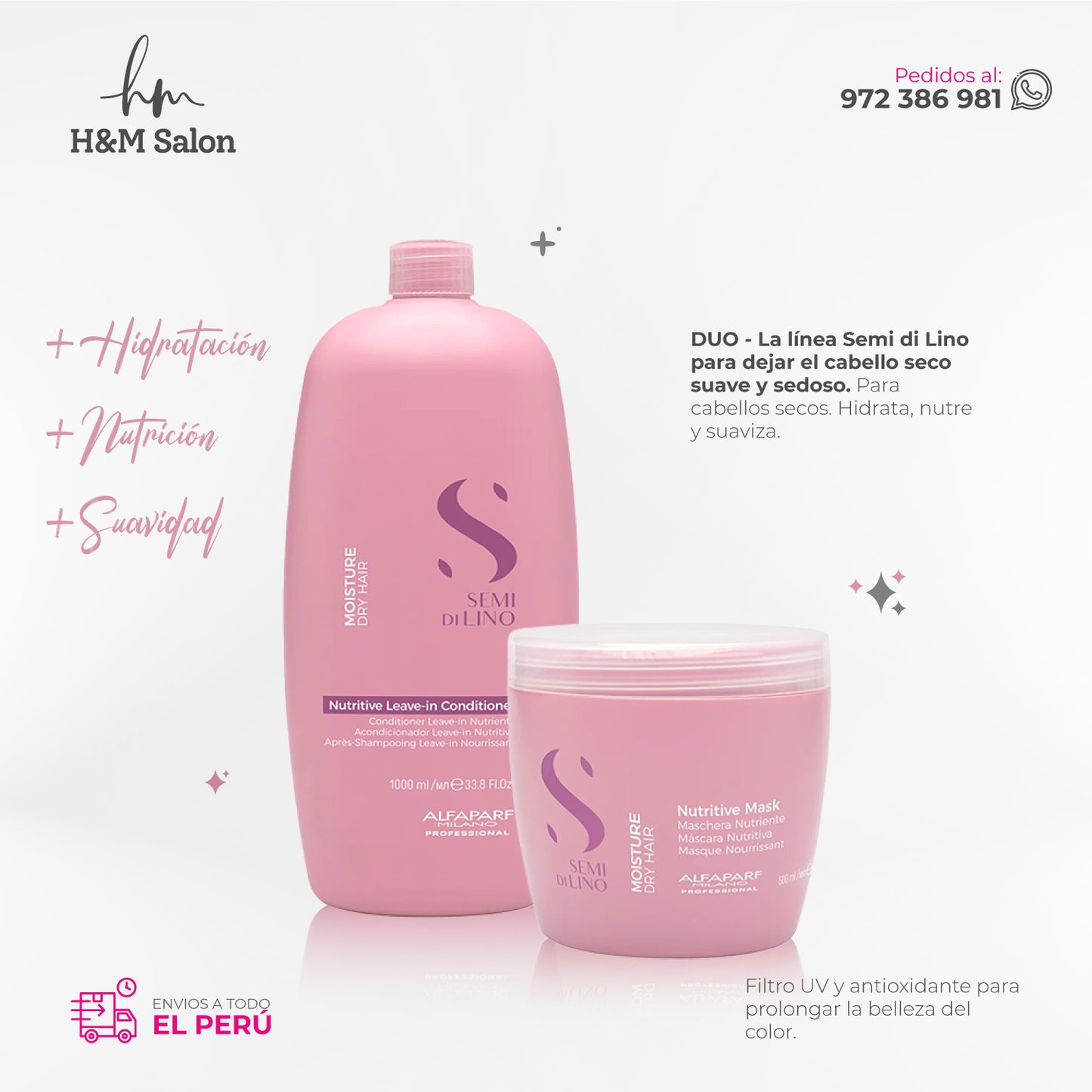 ALFAPARF SEMI DI LINO - Moisture nutritive duo shampoo 1000 ml + mask 500 gr