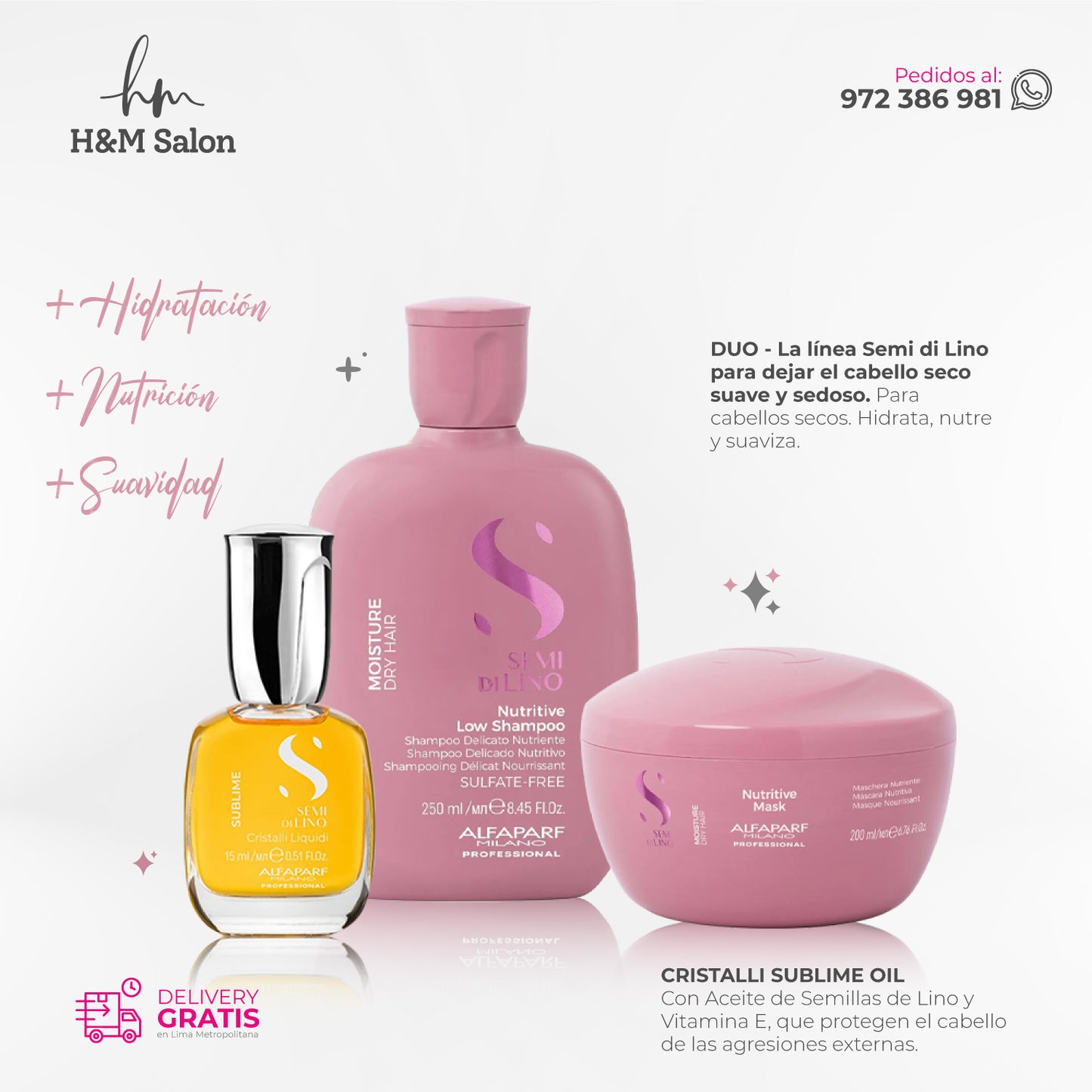ALFAPARF SEMI DI LINO - Moisture nutritive duo + Oil Cristalli Sublime