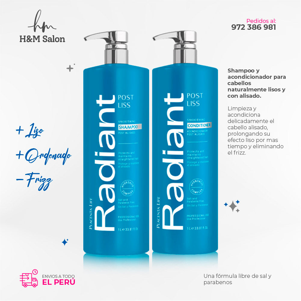 RADIANT - POST LISS DUO Shampoo + acondicionador 1000 ml