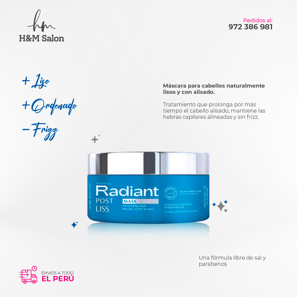 RADIANT - POST LISS TRIO Shampoo + mascara + acondicionador