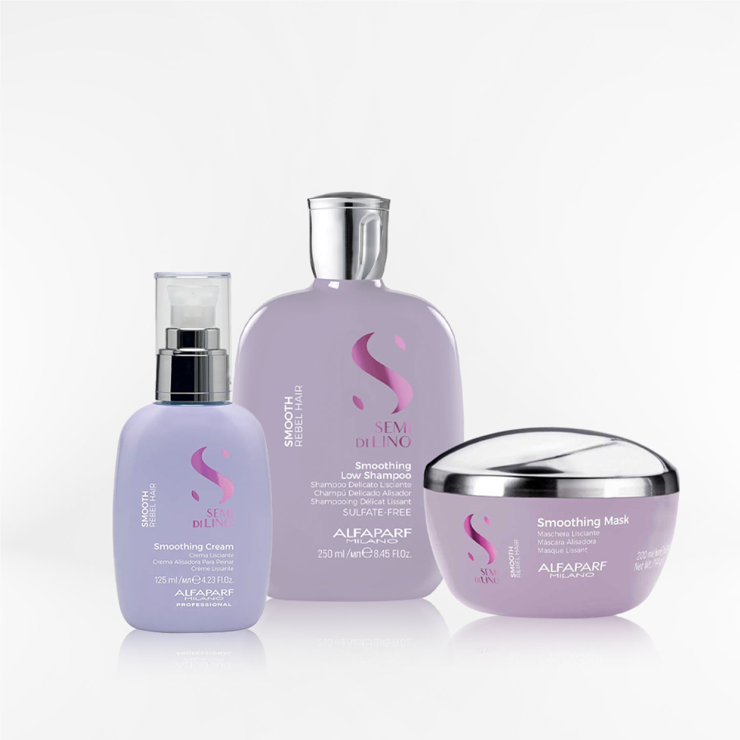 ALFAPARF SEMI DI LINO - Smoothing Tripack Shampoo + Mask + Cream