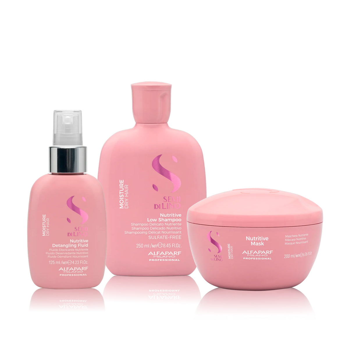 ALFAPARF SEMI DI LINO - Moisture Nutritive Tripack shampoo + mask + fluid