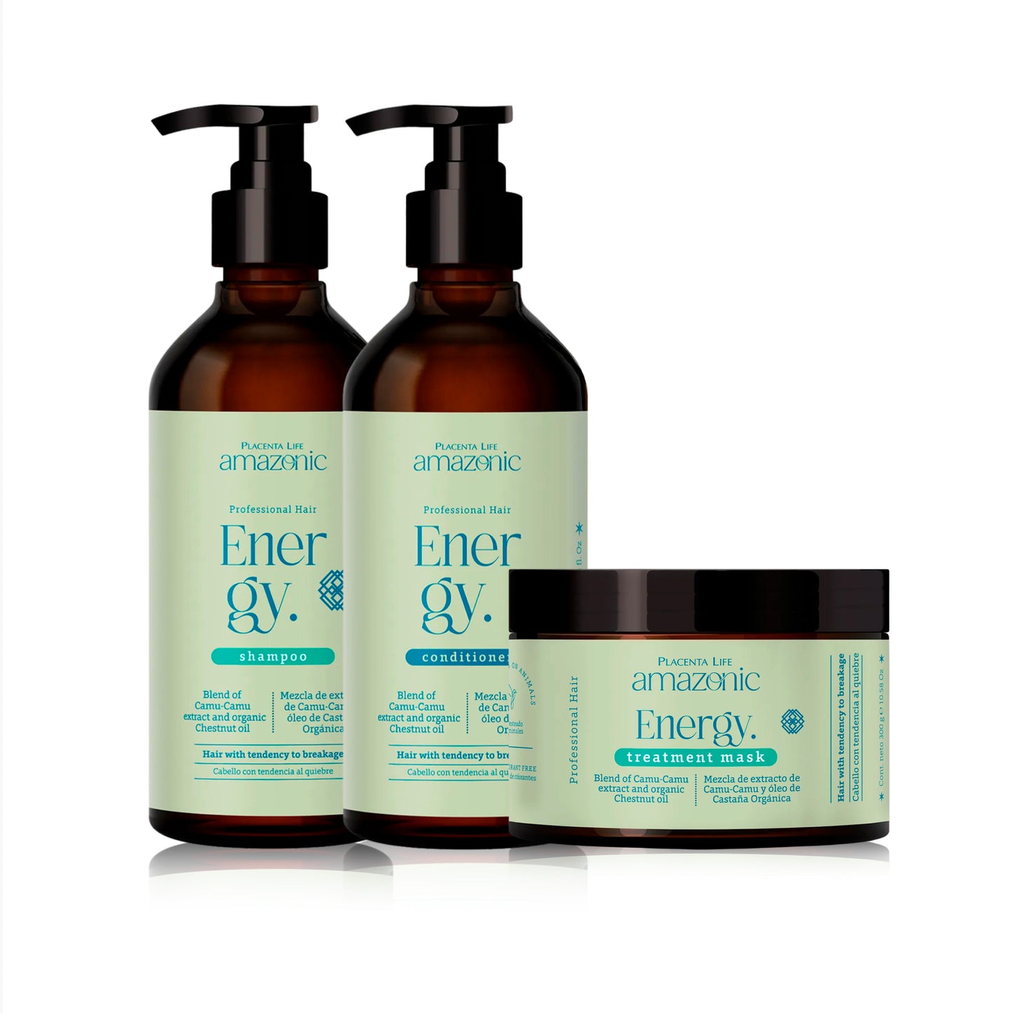 AMAZONIC Energy • KIT Shampoo + Acondicionador + Mascara