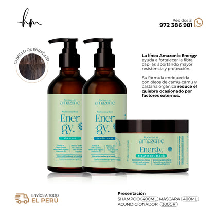 AMAZONIC Energy • KIT Shampoo + Acondicionador + Mascara