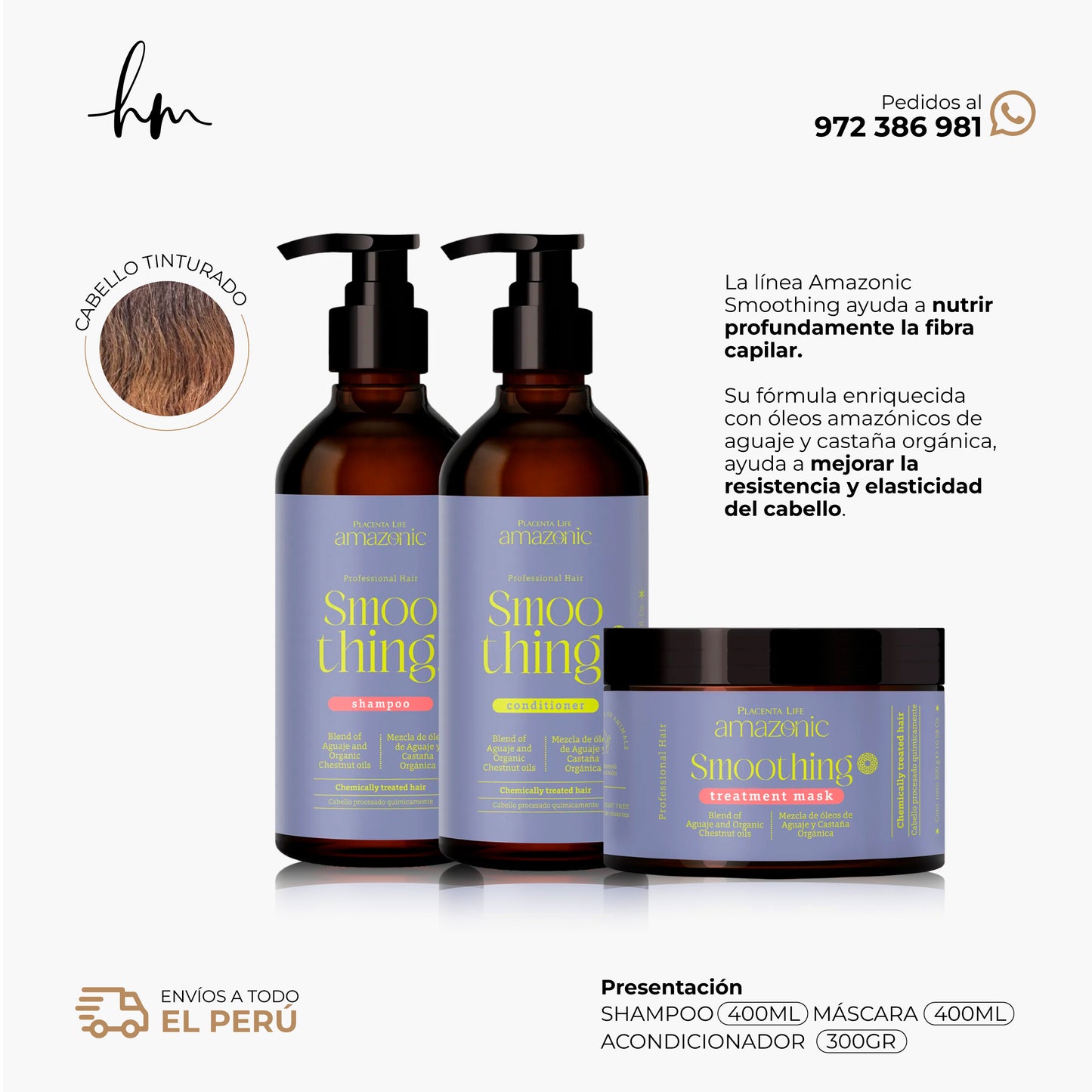 AMAZONIC Smoothing • KIT Shampoo + Acondicionador + Mascara