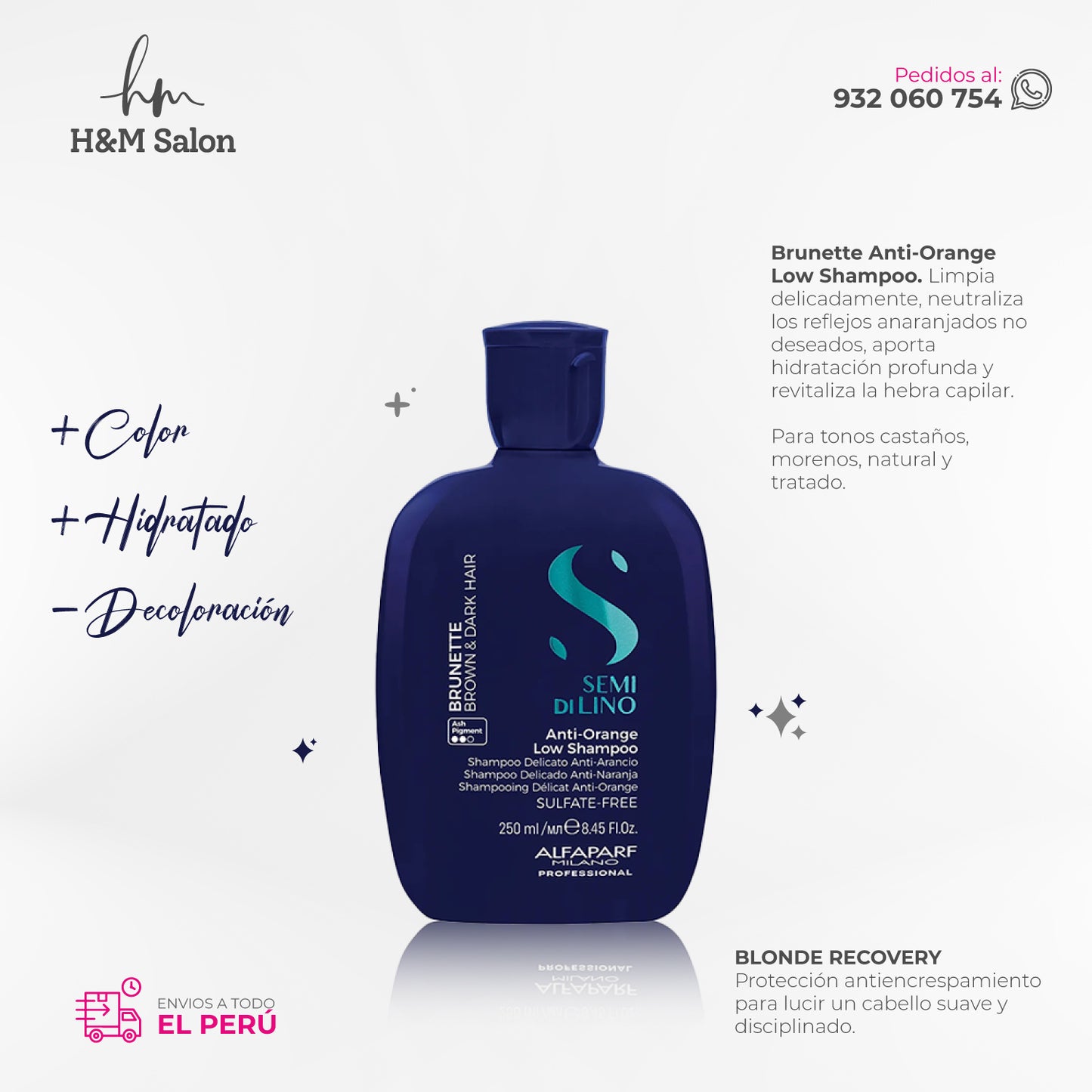 ALFAPARF SEMI DI LINO - Brunette Anti-Orange Low Shampoo 250 ml