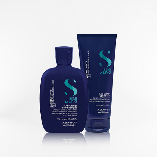 ALFAPARF SEMI DI LINO - Brunette Anti-Orange duo Shampoo + Conditioner