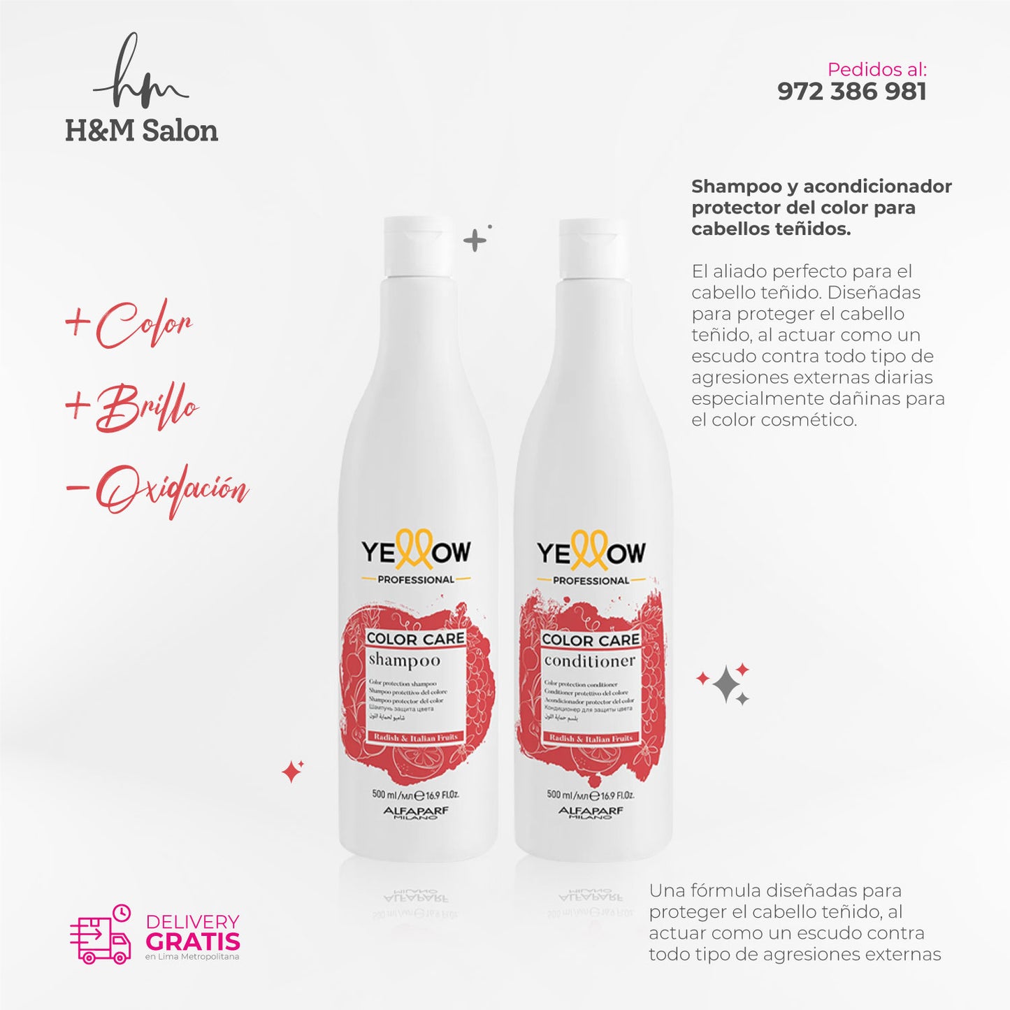 YELLOW - COLOR CARE DUO Shampoo y Acondicionador para cabellos teñidos 500 ml