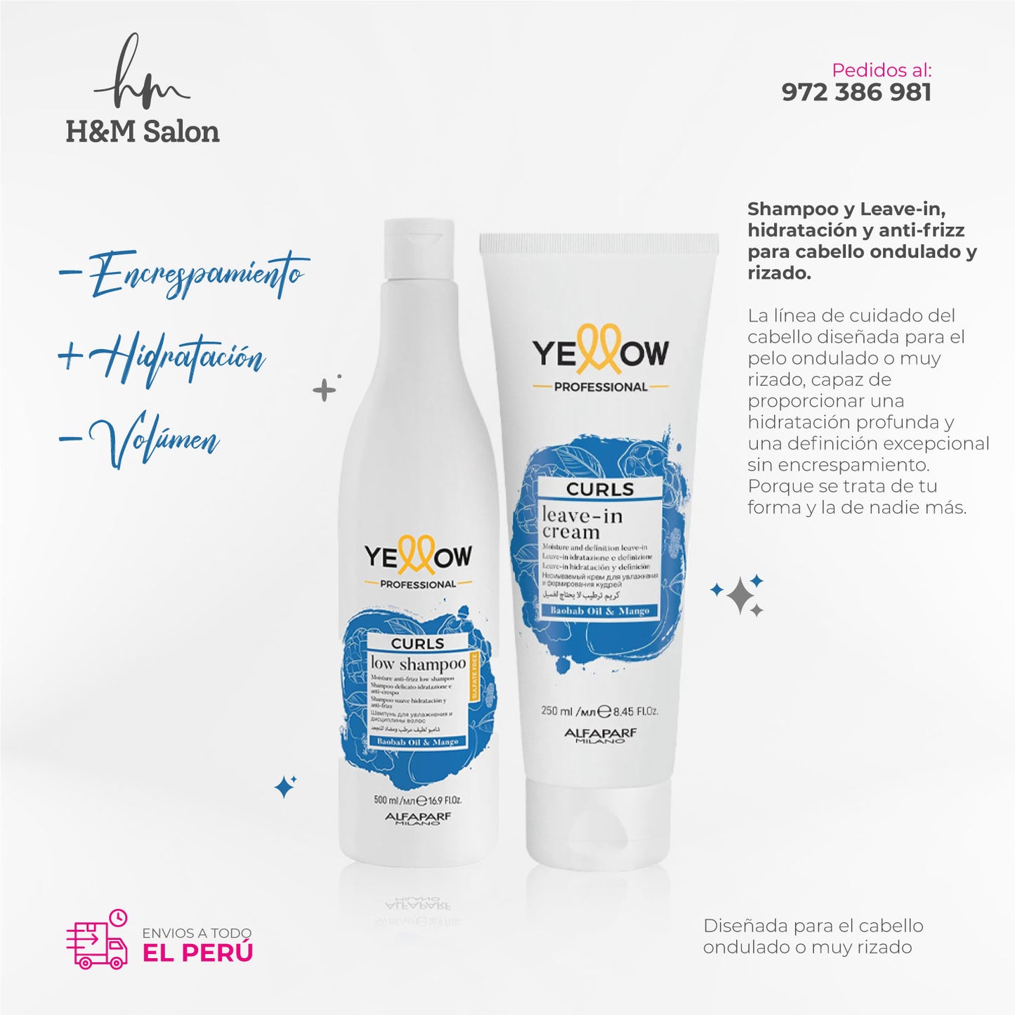 YELLOW - CURLS Shampoo y Leave-in para cabellos ondulados