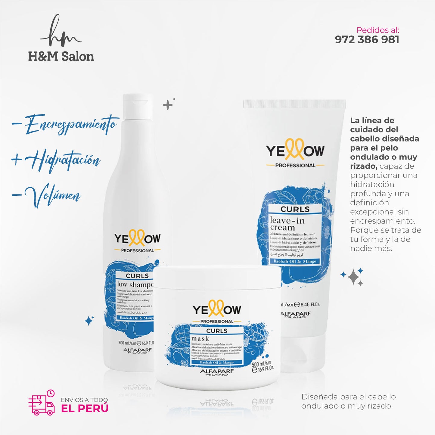 YELLOW - CURLS TRIPACK para cabellos ondulados