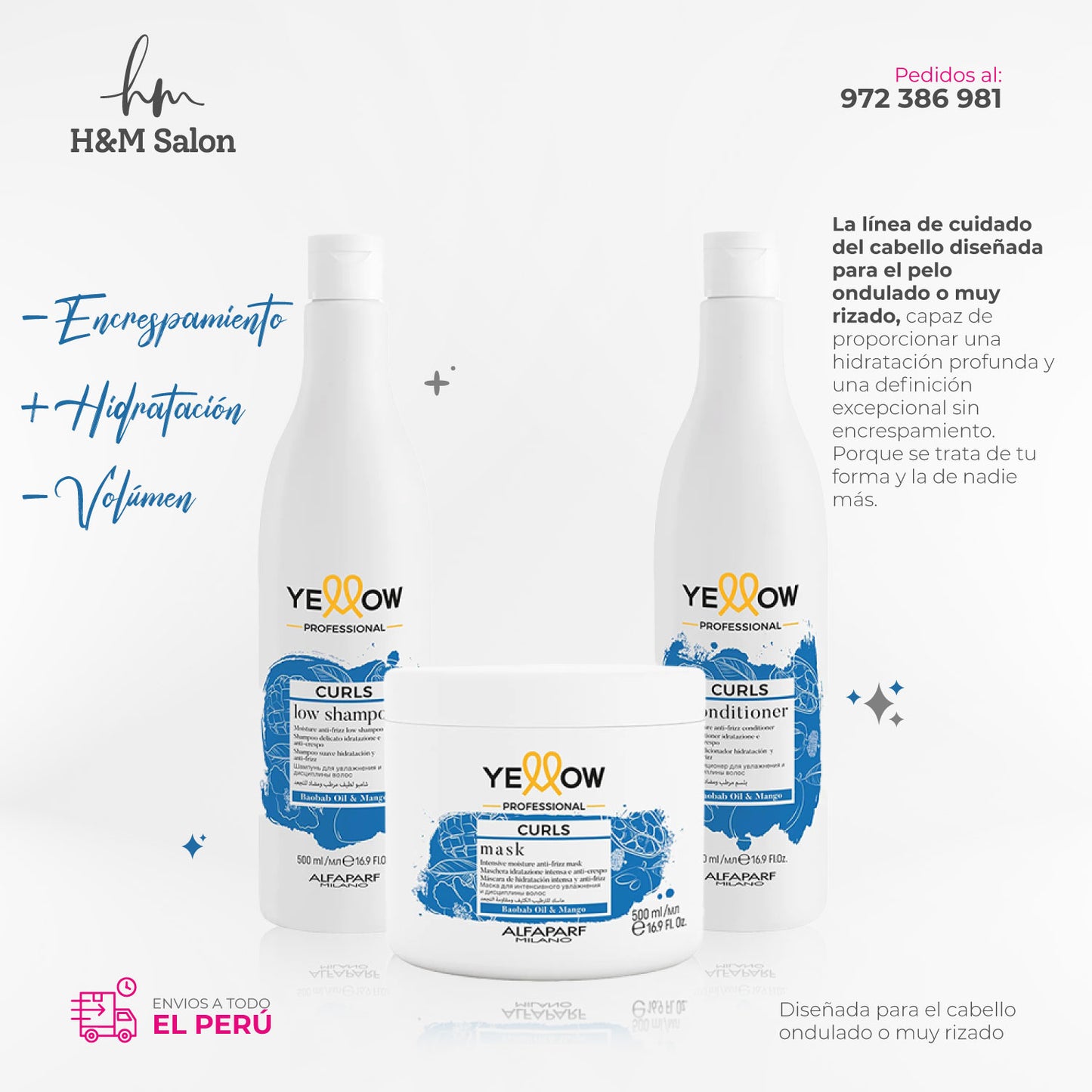 YELLOW - CURLS TRIPACK para cabellos ondulados