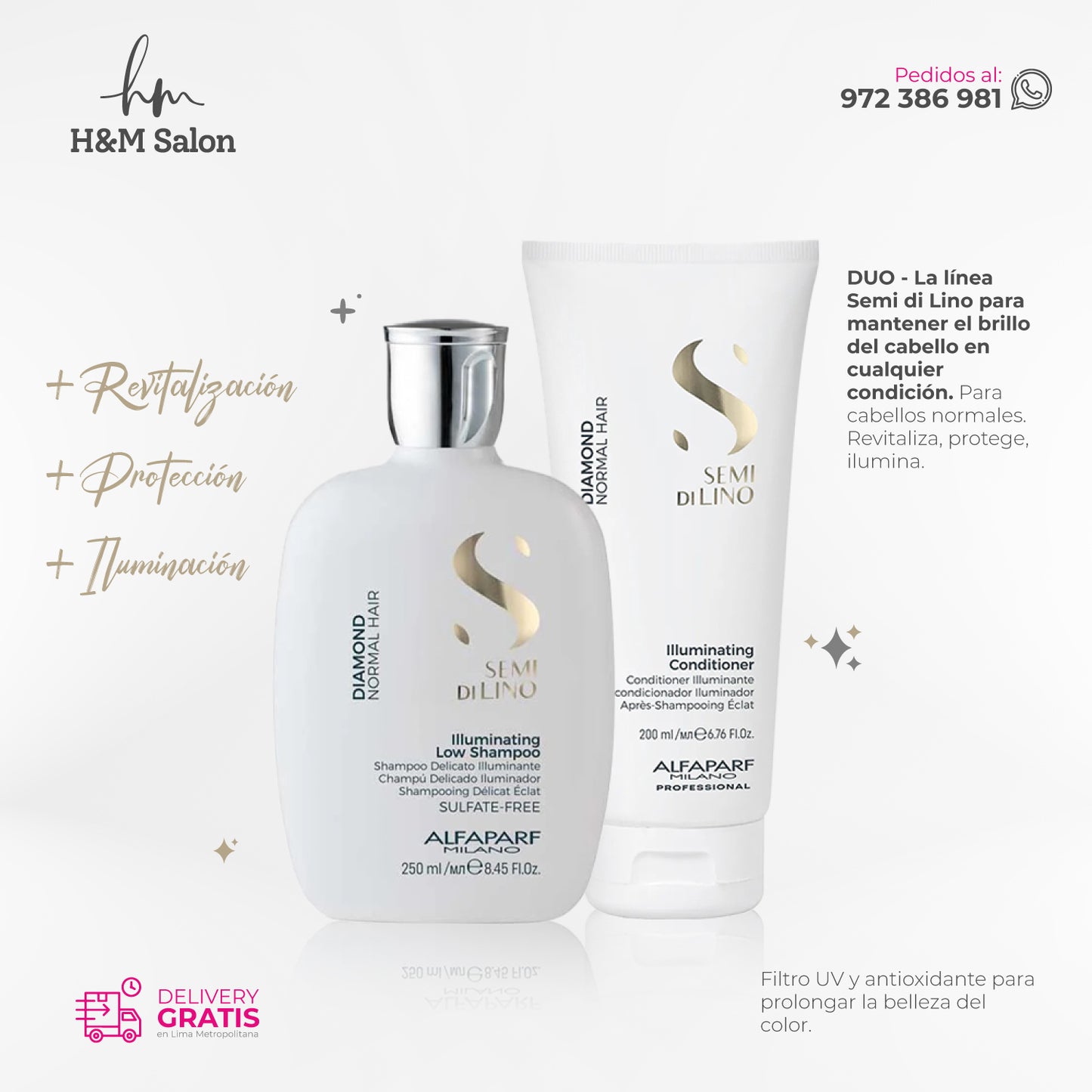 ALFAPARF SEMI DI LINO - Diamond duo shampoo + conditioner