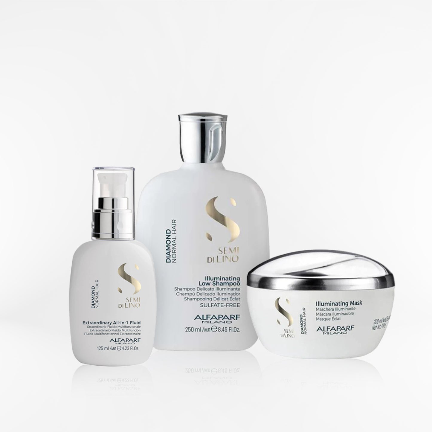 ALFAPARF SEMI DI LINO - Diamond Tripack shampoo + mask + fluid