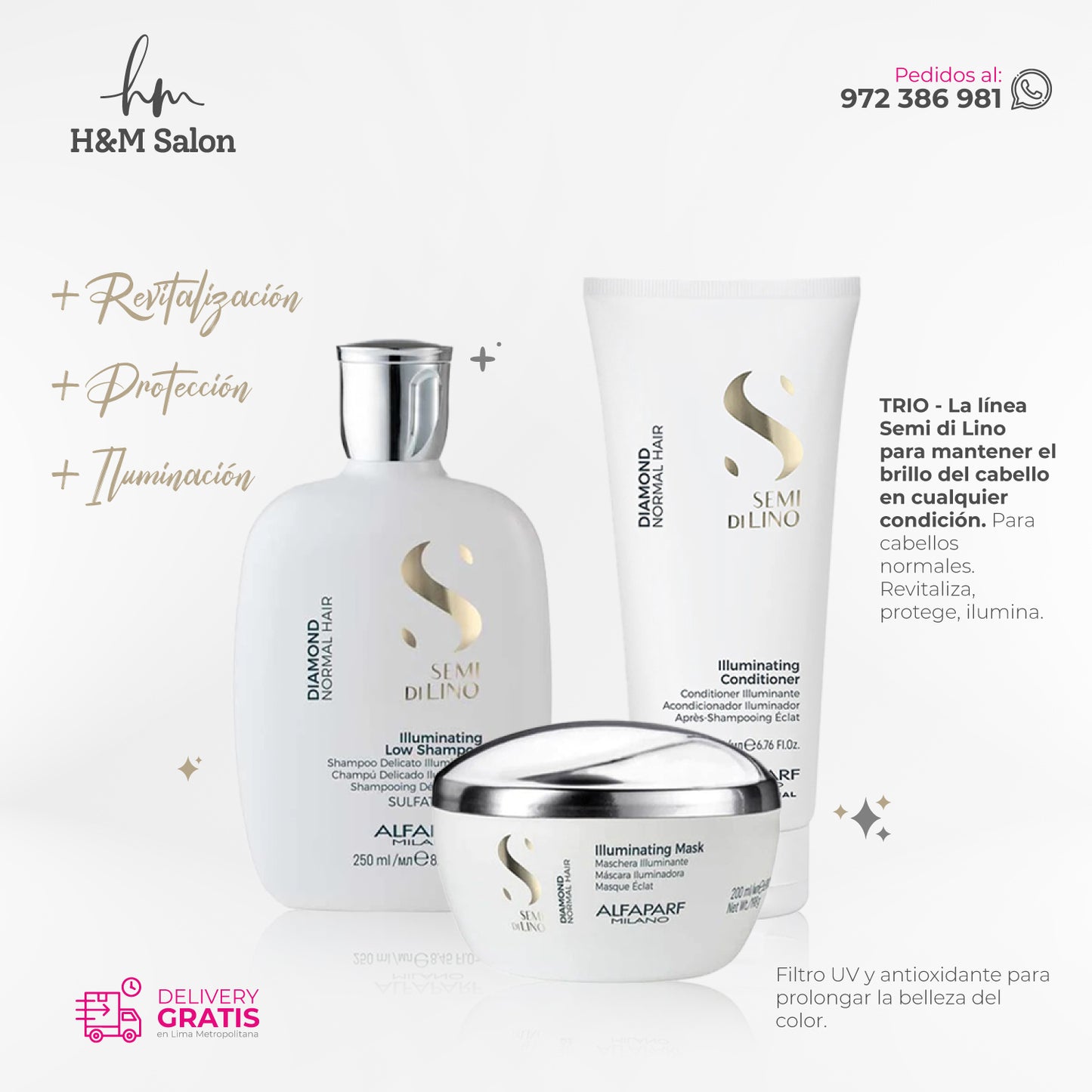 ALFAPARF SEMI DI LINO - Diamond Tripack shampoo + mask + conditioner