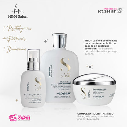 ALFAPARF SEMI DI LINO - Diamond Tripack shampoo + mask + fluid