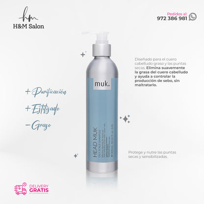 MUK - Shampoo para cuero cabelludo graso HEAD MUK 300 ml