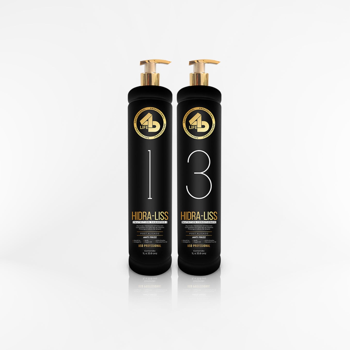 4D LIFE PROFESSIONAL - DUO HIDRA-LISS shampoo + acondicionador 1 L