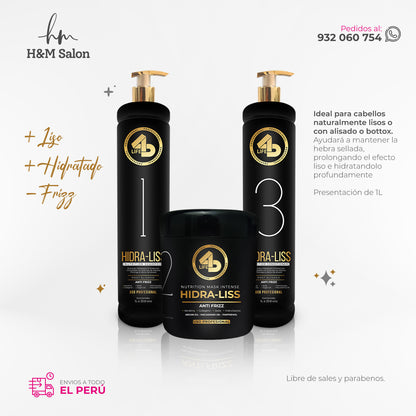 4D LIFE PROFESSIONAL - TRIPACK HIDRA-LISS shampoo + mascara + acondicionador 1 L