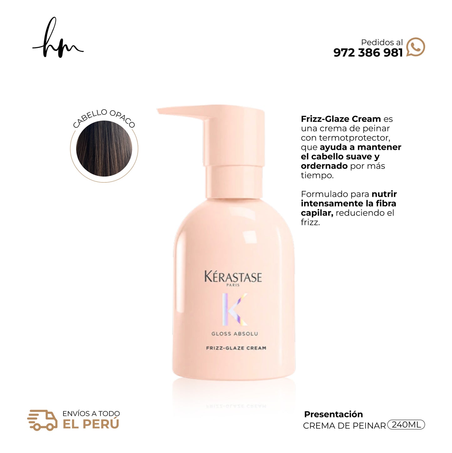 KÉRASTASE GLOSS ABSOLU • Crema de Peinar Frizz Glaze Cream 240ml