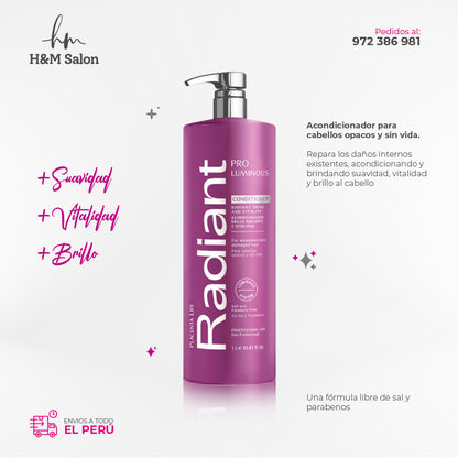 RADIANT - KERATIN PRO LUMINOUS DUO Shampoo + acondicionador 1000 ml