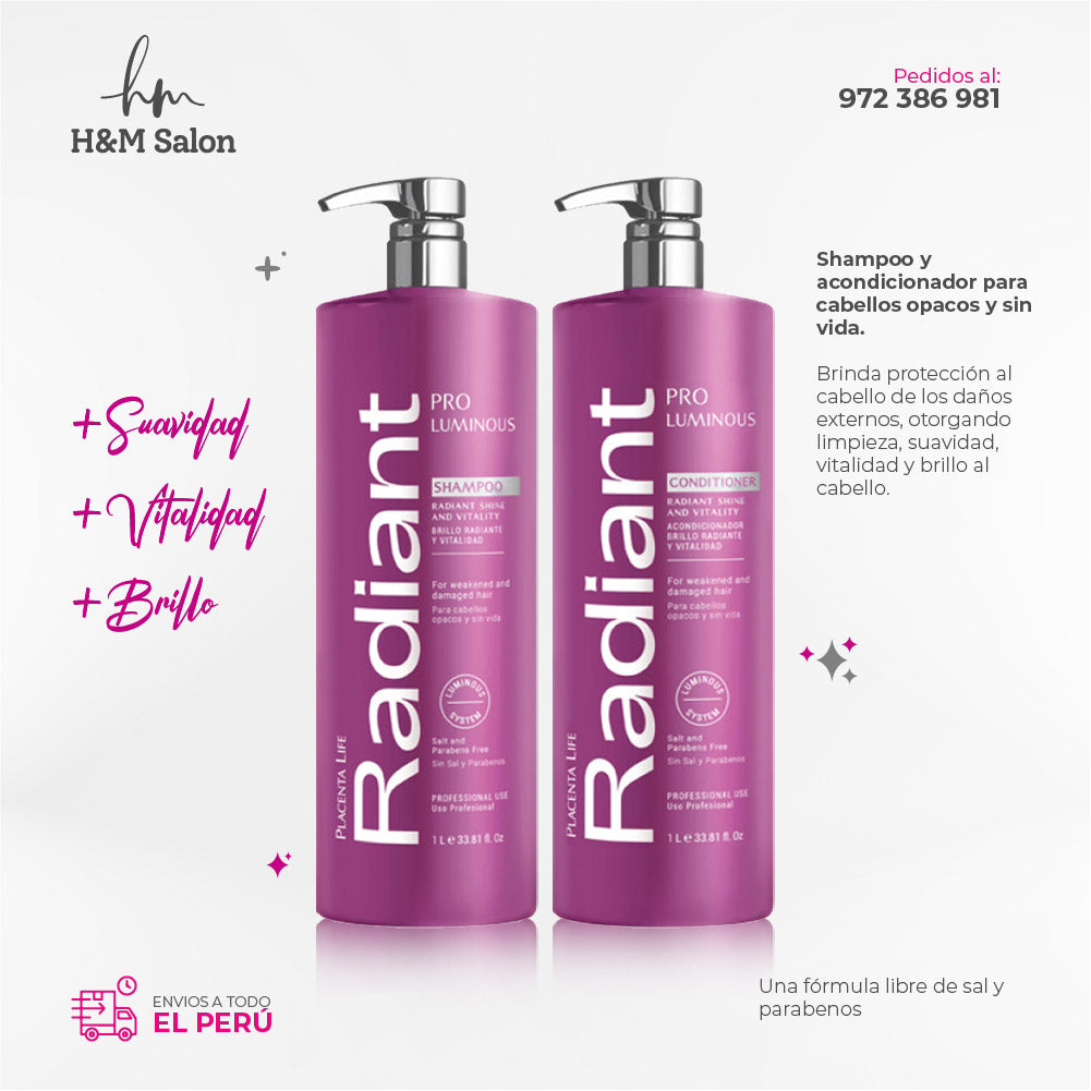 RADIANT - KERATIN PRO LUMINOUS DUO Shampoo + acondicionador 1000 ml