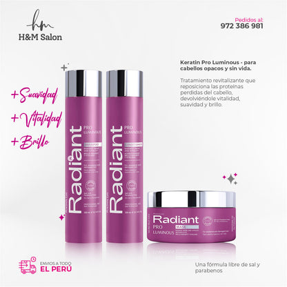 RADIANT - KERATIN PRO LUMINOUS TRIO Shampoo + mascara + acondicionador