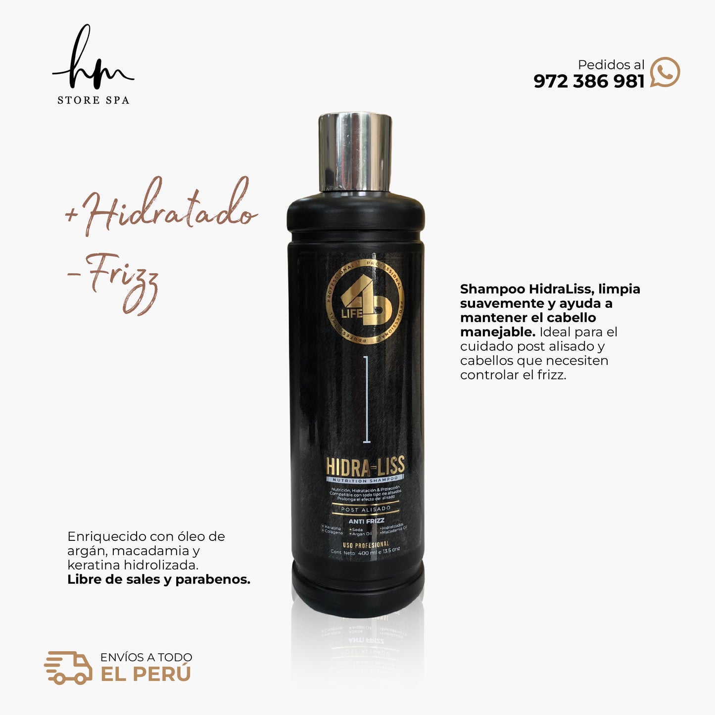 4D PROFESSIONAL - KIT HIDRA-LISS shampoo + mascara + acondicionador 400 ml