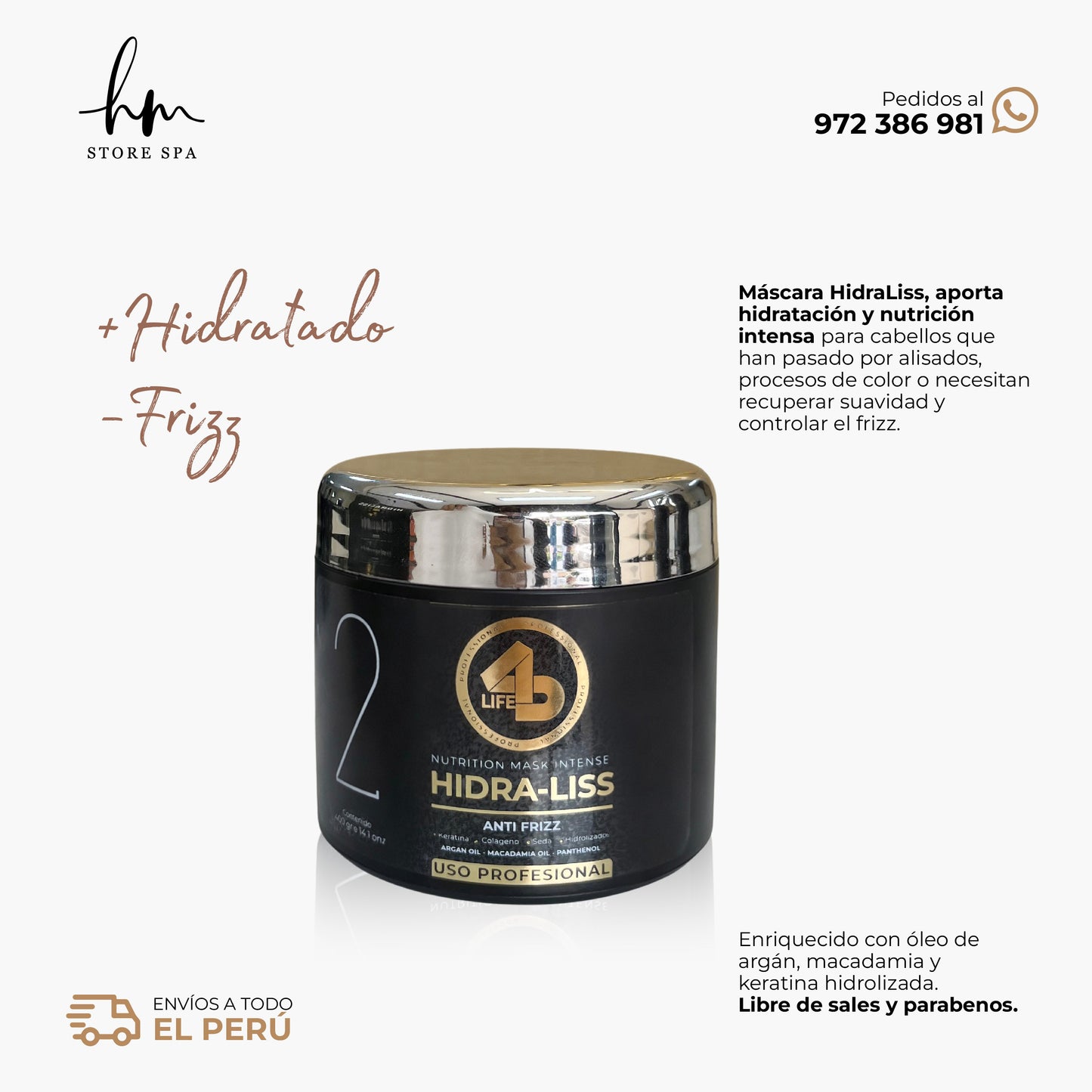 4D PROFESSIONAL - KIT HIDRA-LISS shampoo + mascara + acondicionador 400 ml