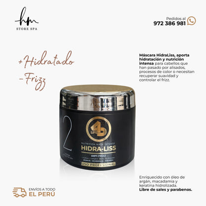 4D PROFESSIONAL - KIT HIDRA-LISS shampoo + mascara + acondicionador 400 ml