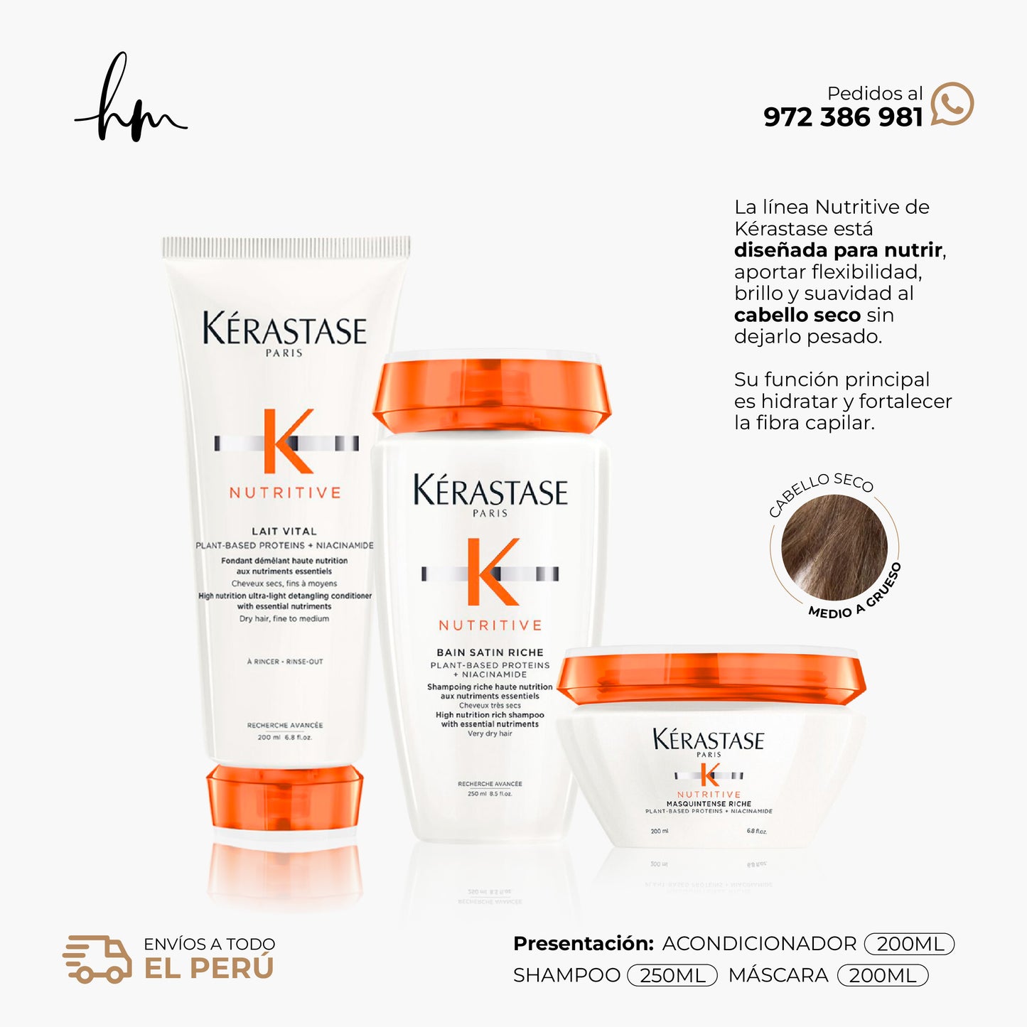 KÉRASTASE Nutritive • TRIO Riche Shampoo + Acondicionador + Máscara
