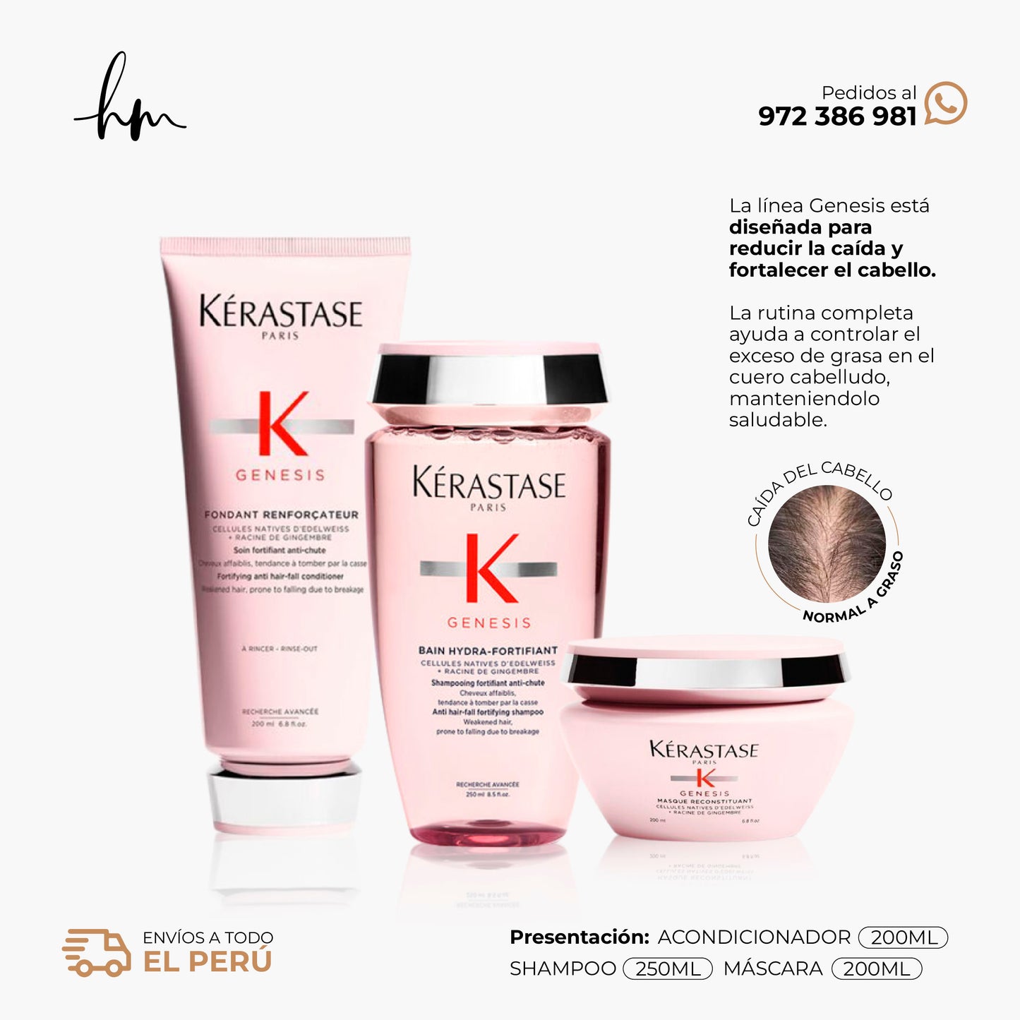 KÉRASTE GENESIS • TRIO Shampoo + Acondicionador + Máscara (Graso)