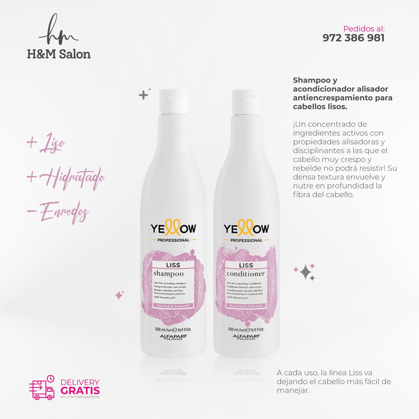 YELLOW - LISS DUO shampoo y acondicionador anti-frizz post alisado 500 gr