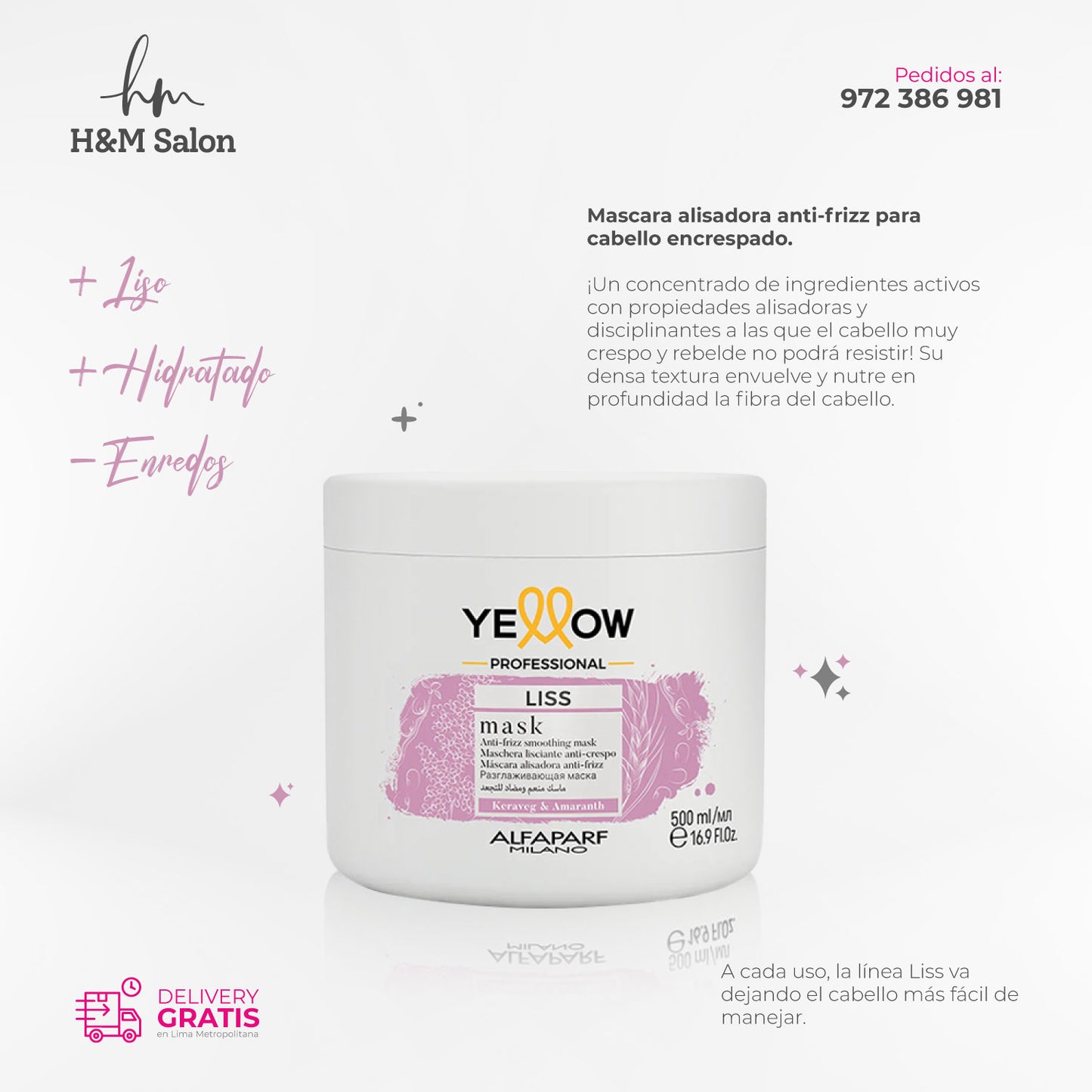 YELLOW - LISS Mascara anti-frizz post alisado 500 gr