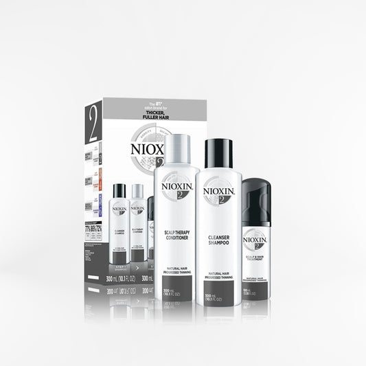 NIOXIN – SYSTEM 2 Caída Excesiva y Cabello Natural – Shampoo 300ml + Acondicionador 300ml + Tratamiento 100ml