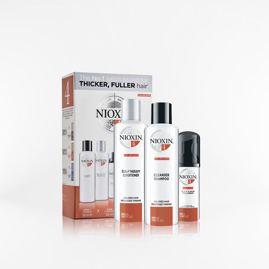 NIOXIN – SYSTEM 4 Caída Excesiva y Cabello Teñido – Shampoo 300ml + Acondicionador 300ml + Tratamiento 100ml