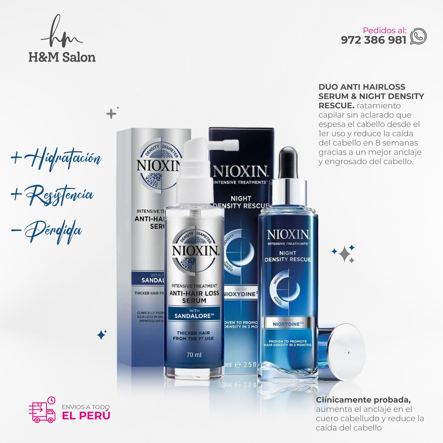 NIOXIN – Dúo Control Caida Dia y Noche – Anti Hairloss Treatment 70 ml + Nigth Density Rescue 70 ml