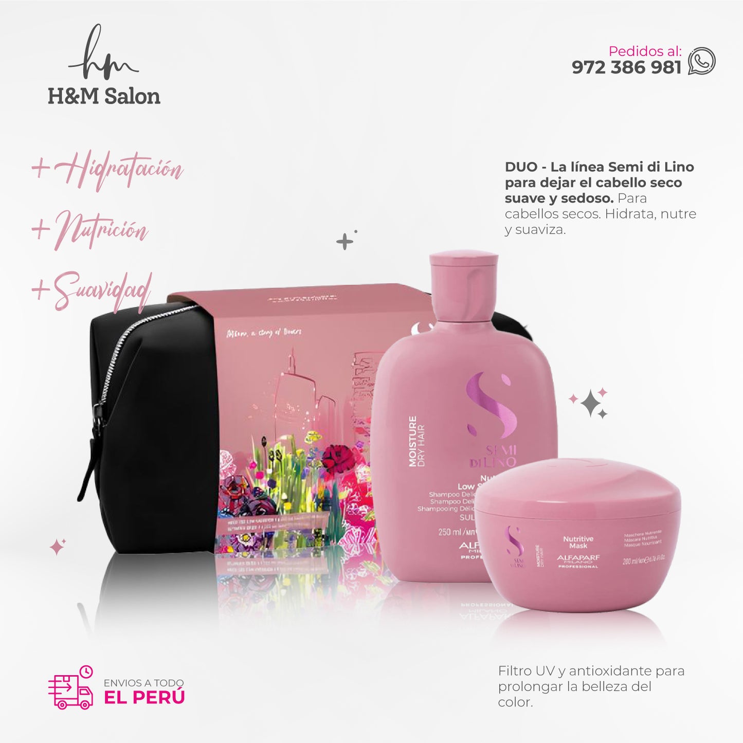 ALFAPARF SEMI DI LINO - Moisture nutritive duo shampoo + mask + neceser