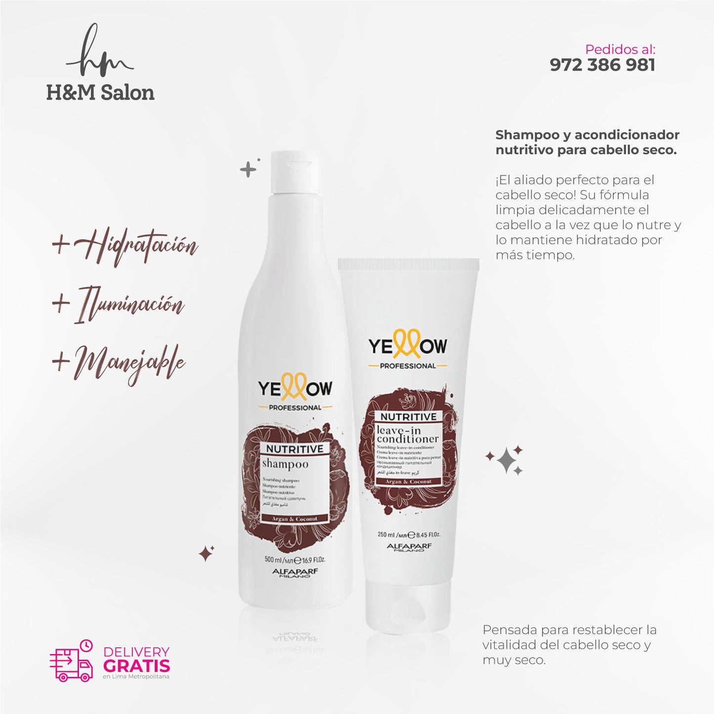YELLOW - NUTRITIVE DUO Shampoo y Leave-in para cabello seco