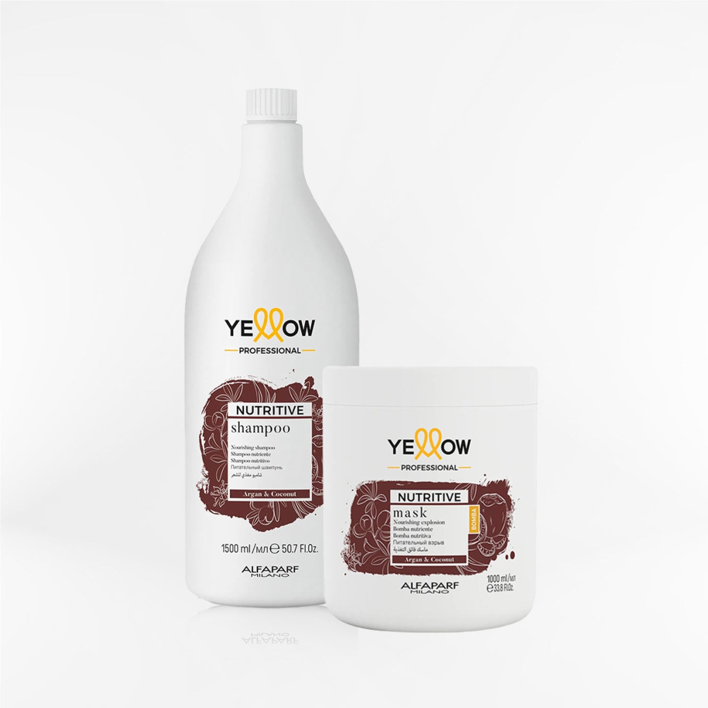 YELLOW - NUTRITIVE DUO Shampoo 1.5L y mascara 1K para cabello seco