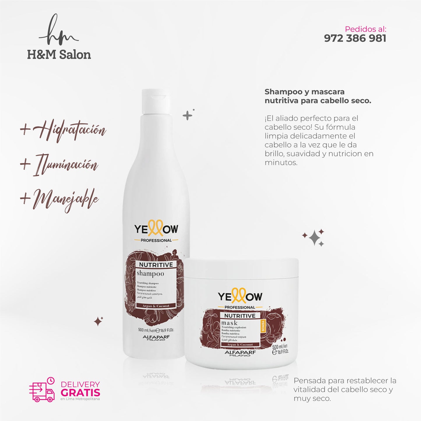 YELLOW - NUTRITIVE DUO Shampoo y mascara para cabello seco
