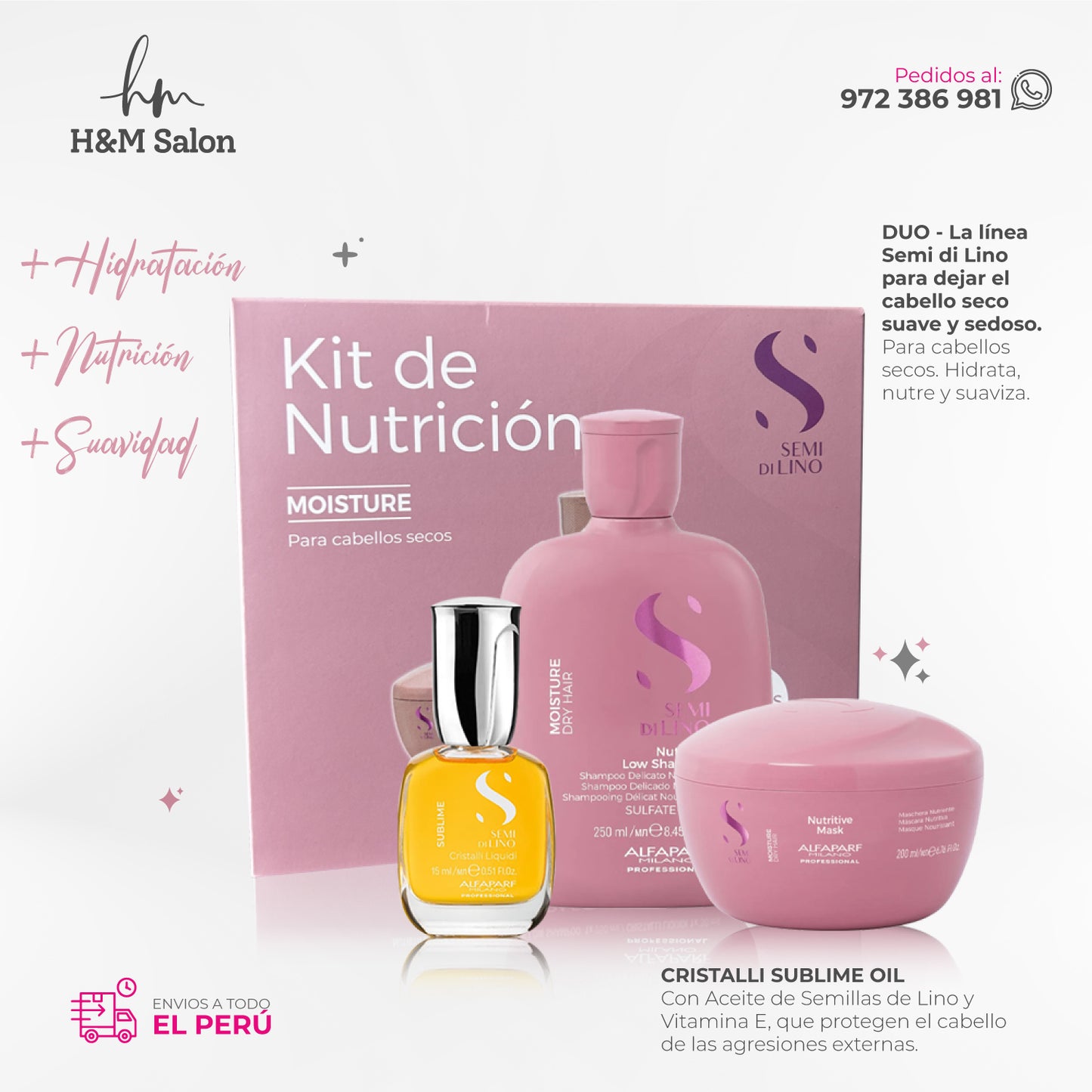 ALFAPARF SEMI DI LINO - PACK Moisture nutritive duo + Oil Cristalli Sublime